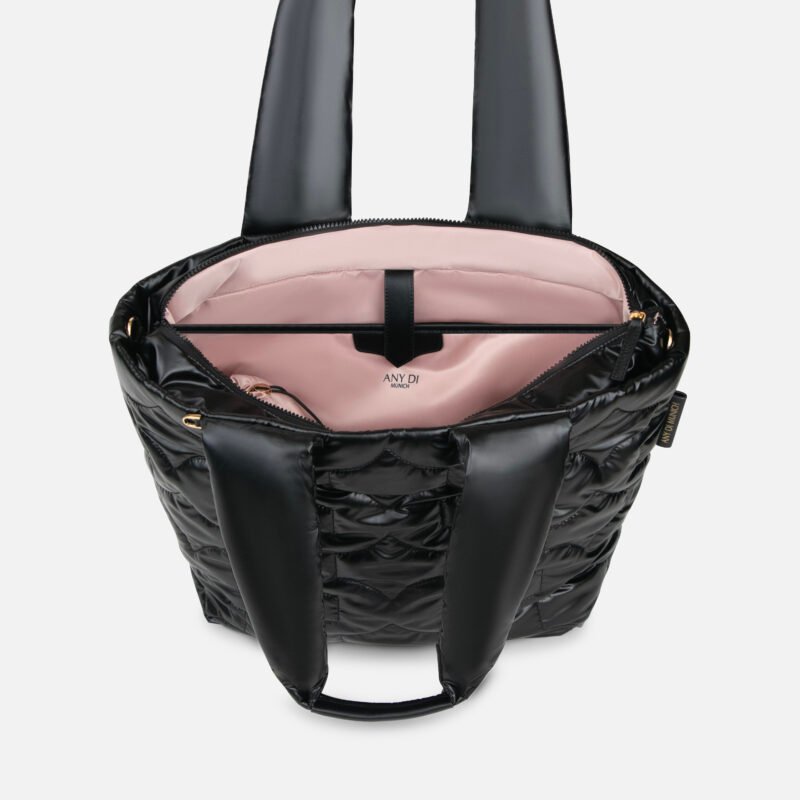 ANY DI Puffer Bag Black in coated polyester & vegan leather (2)