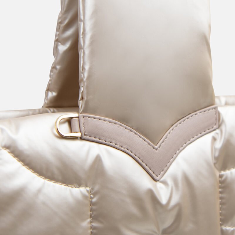 ANY DI Puffer Bag Champagne in coated polyester & vegan leather (7)
