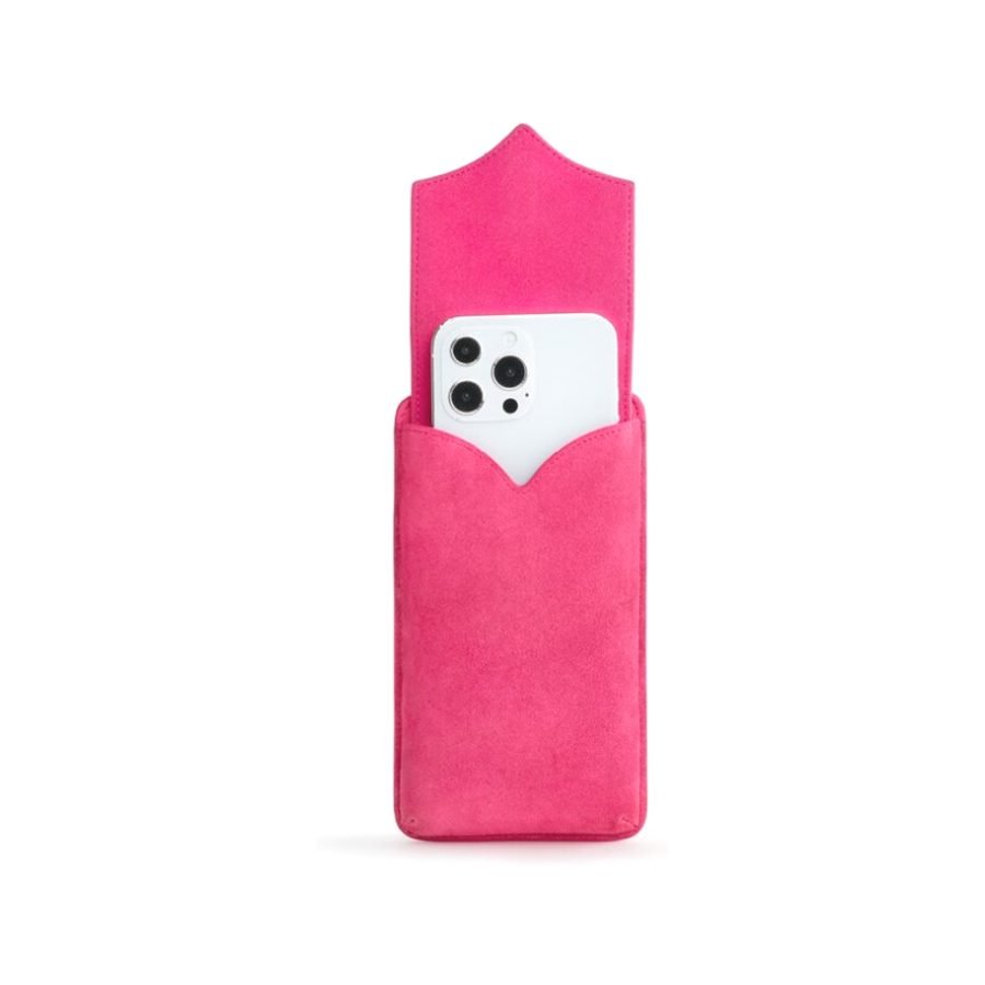 ANY DI Phone Pouch Fuchsia in suede & vegan leather (4)