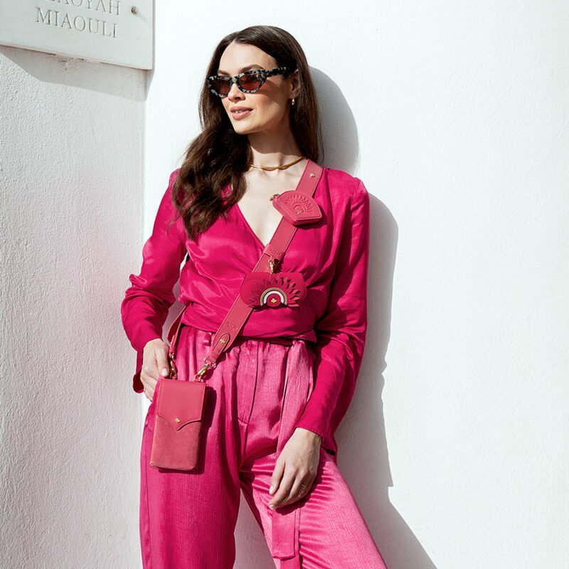 ANY DI Phone Pouch Fuchsia in suede & vegan leather (5)