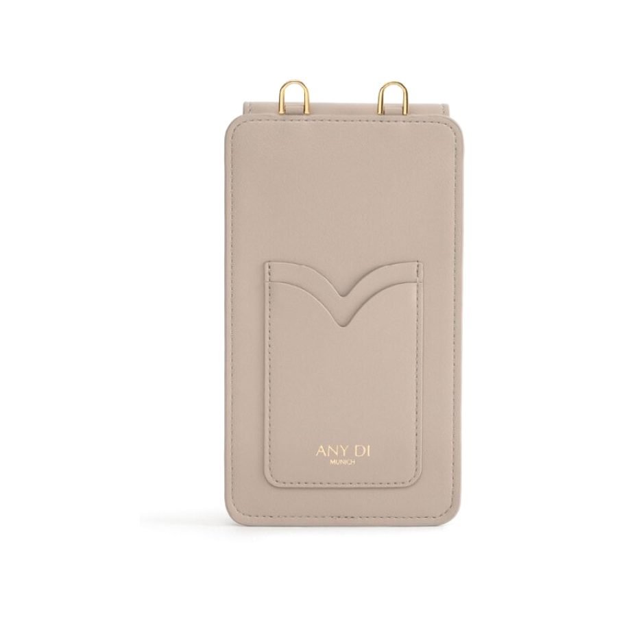 ANY DI Phone Pouch Taupe in suede & vegan leather (2)