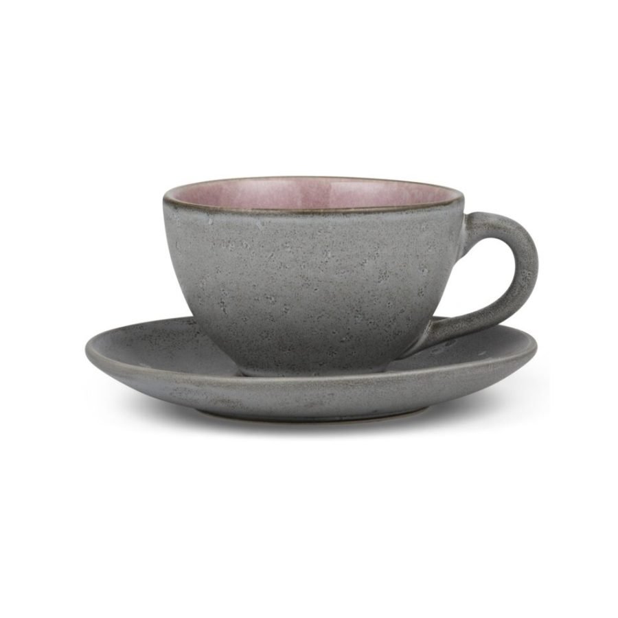 Bitz Gastro Cup and Saucer 24 cl in Grey/Light Pink