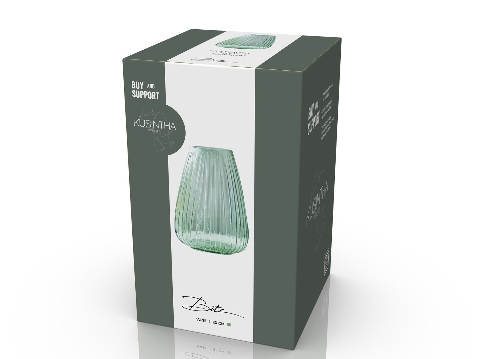 Vase Kusintha 22 Cm Green Glass - Image 9