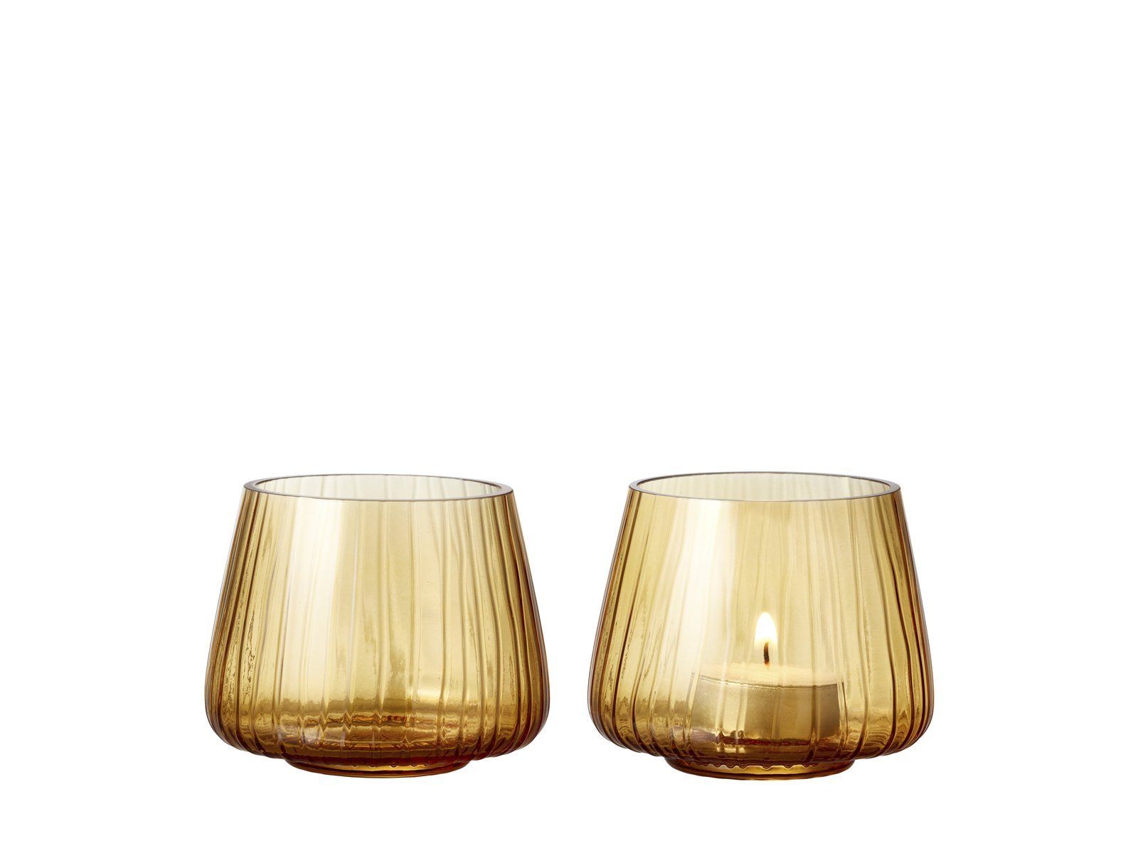 Tealight Holder Kusintha 7.5 Cm 2 Pcs Amber Glass