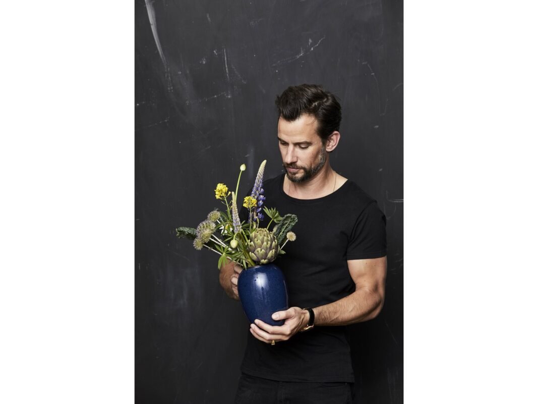 Bitz Stoneware Vase 20 cm in Blue (4)