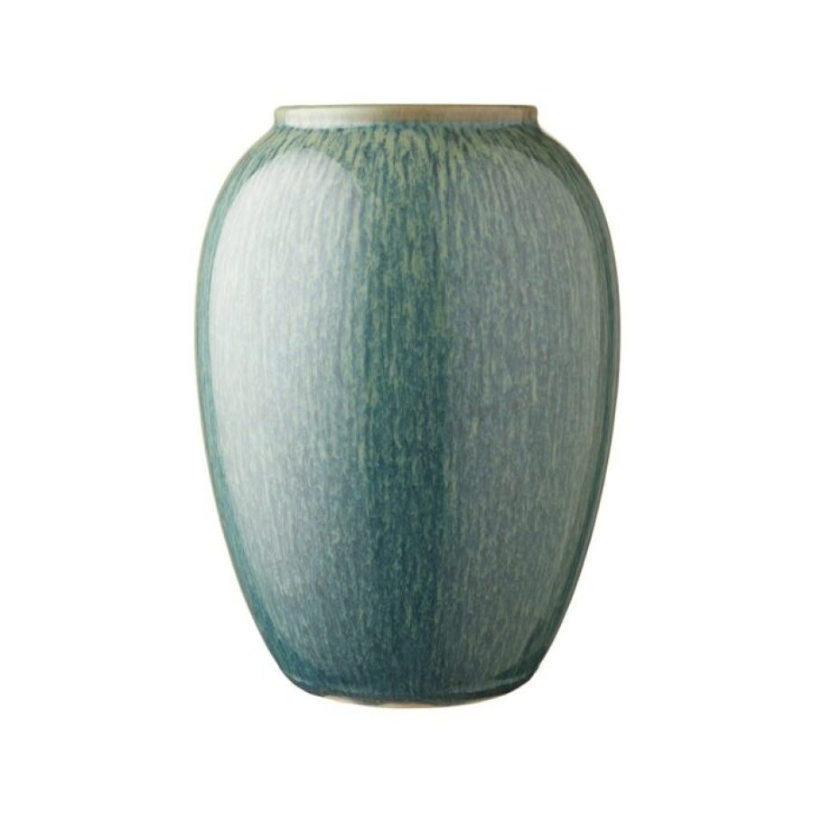 Bitz Stoneware Vase 20 cm in Green