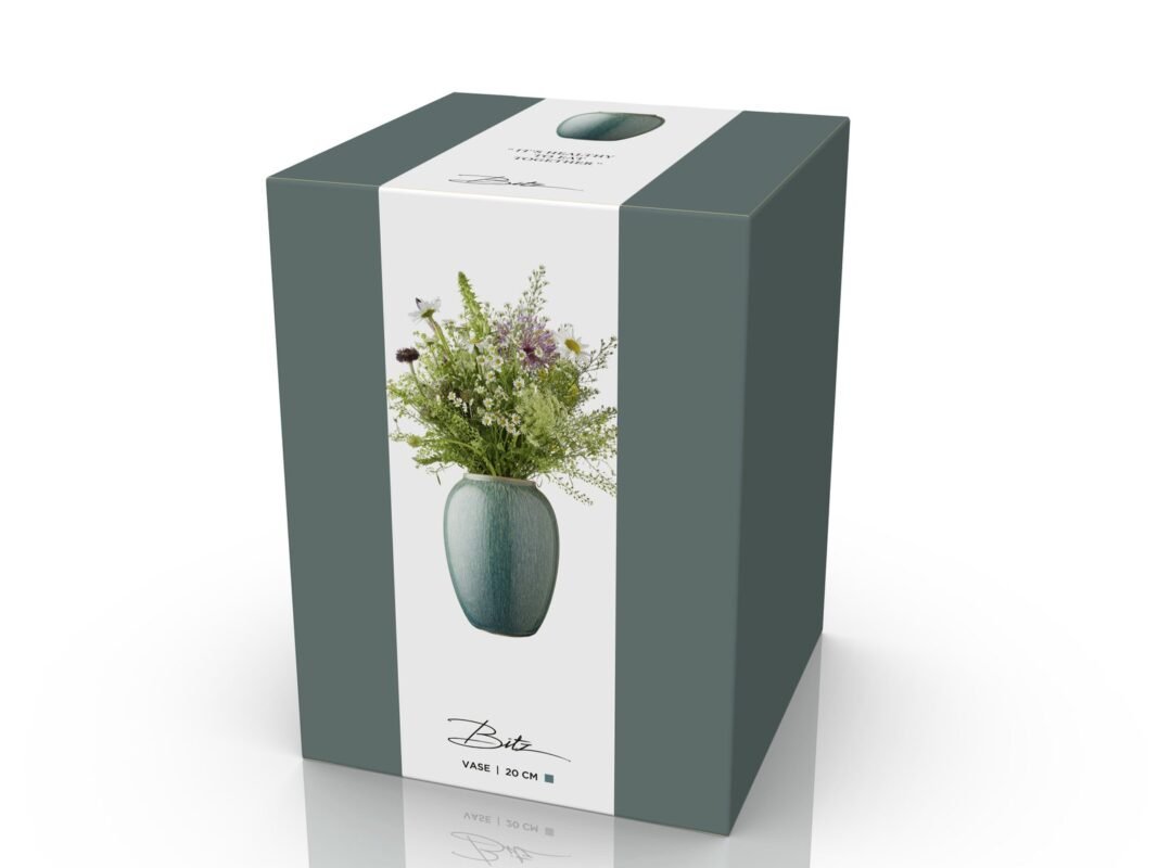 Bitz Stoneware Vase 20 cm in Green (3)