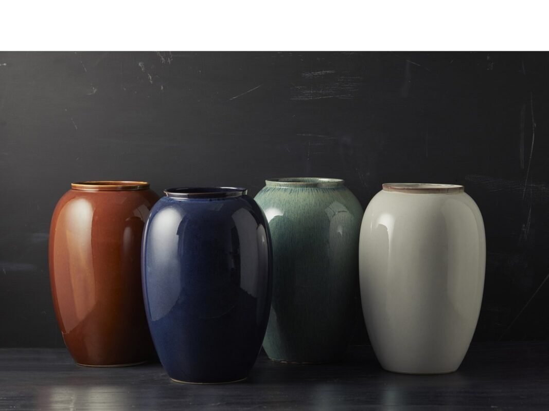 Bitz Stoneware Vase 25 cm in Blue (2)