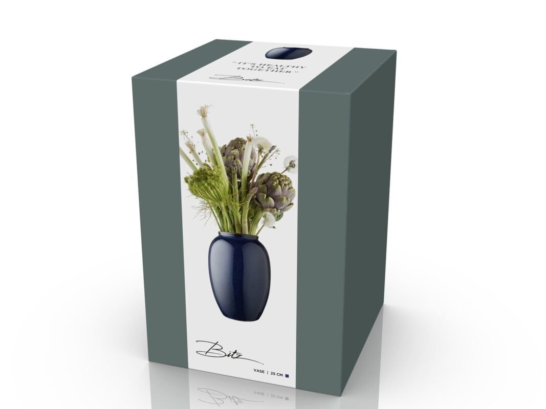 Bitz Stoneware Vase 25 cm in Blue (8)