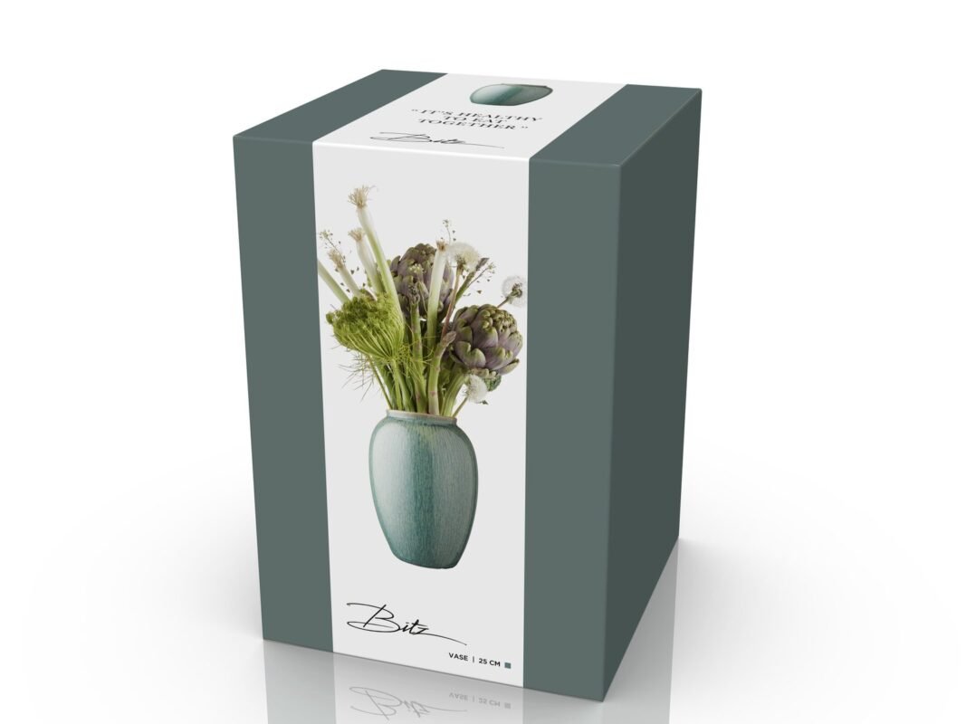 Bitz Stoneware Vase 25 cm in Green (2)