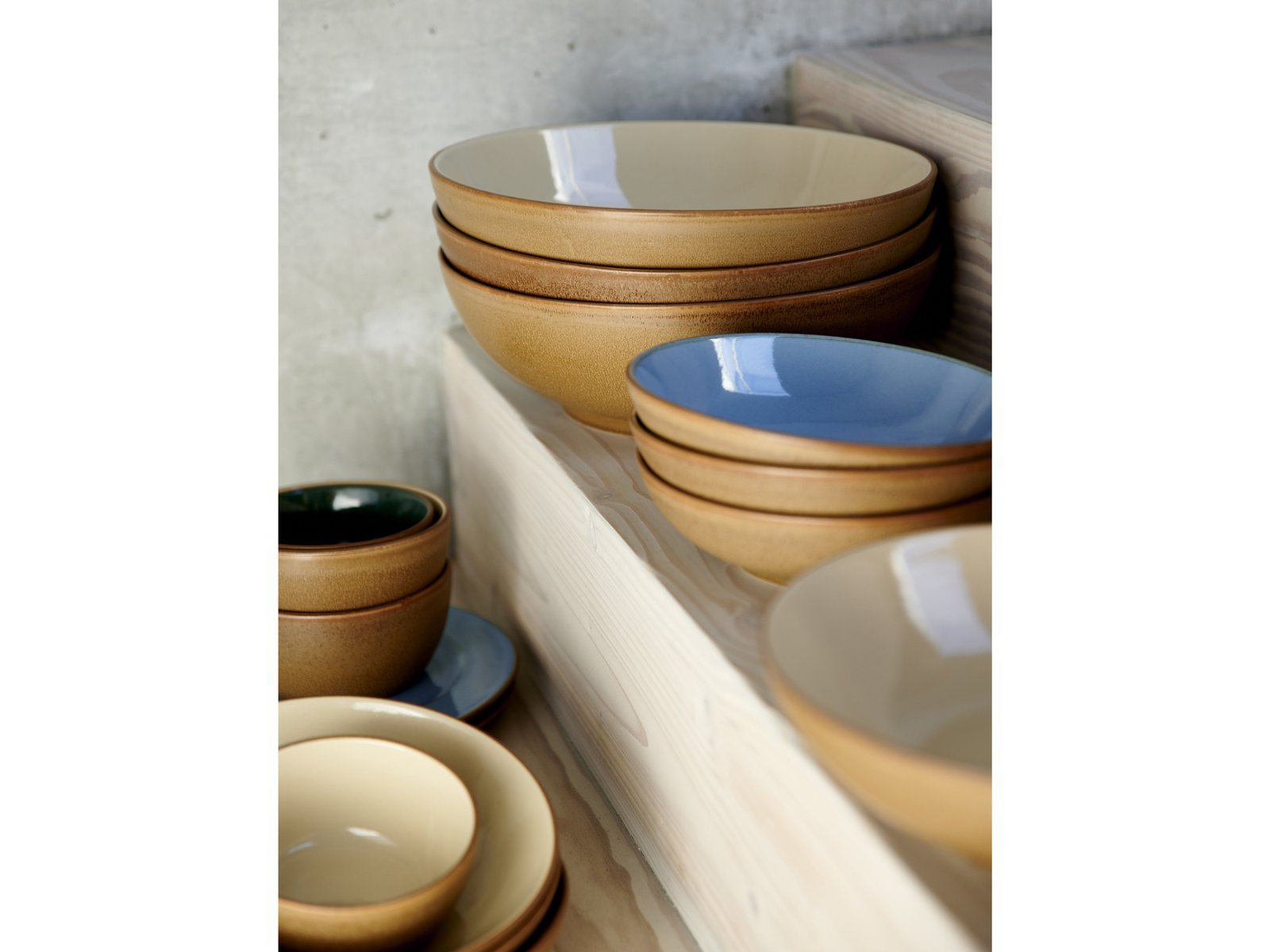 Salad Bowl Wood 30 Cm Wood/Sand Stoneware - Image 3