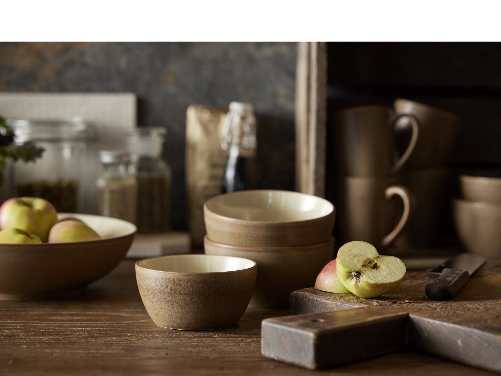 Salad Bowl Wood 24 Cm Wood/Sand Stoneware - Image 12