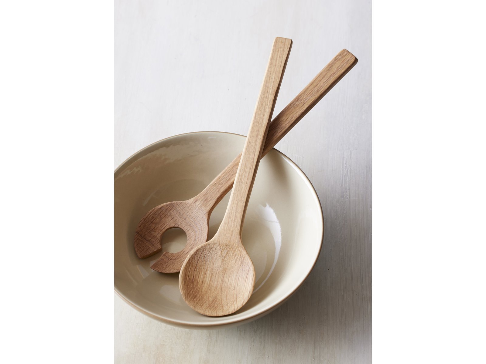 Salad Bowl Wood 24 Cm Wood/Sand Stoneware - Image 13