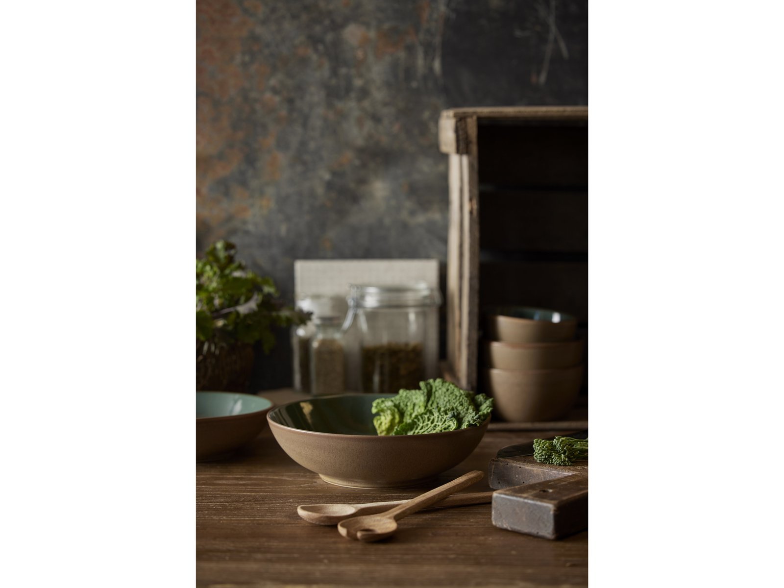 Salad Bowl Wood 24 Cm Wood/Forest Stoneware - Image 8
