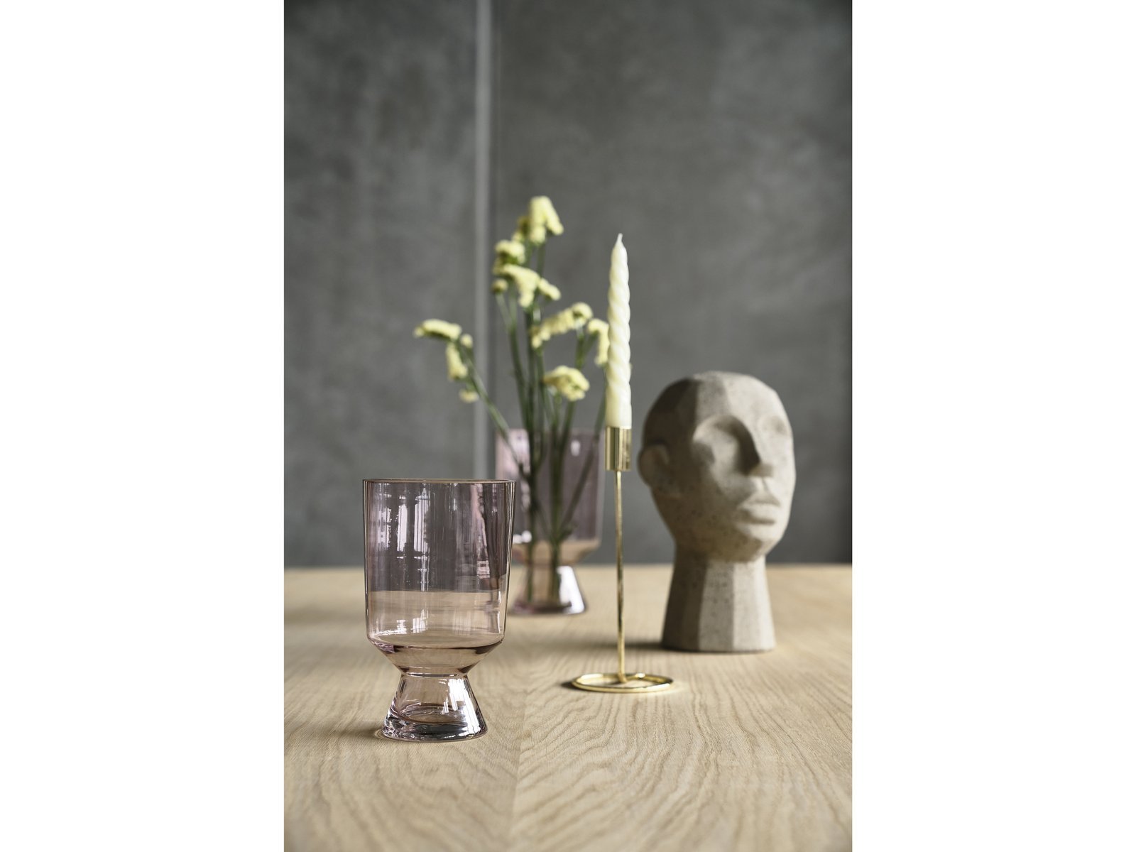 Vase Drum D12 X 19.5 Cm Pink Glass - Image 2