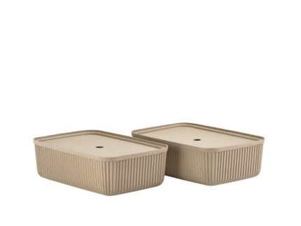 Pulp Storage Box 48 × 32 cm, 2 pcs – Natural Brown