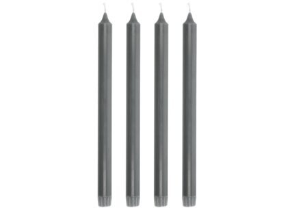 Aia Crown-Top Candle 30 cm, 4 pcs – Dark Grey