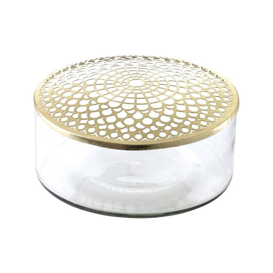 Elva Vase with Brass Lid Ø20.5 × 10 cm
