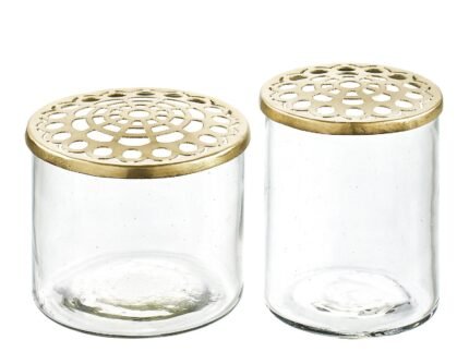 Elva Vase with Brass Lid, Set of 2