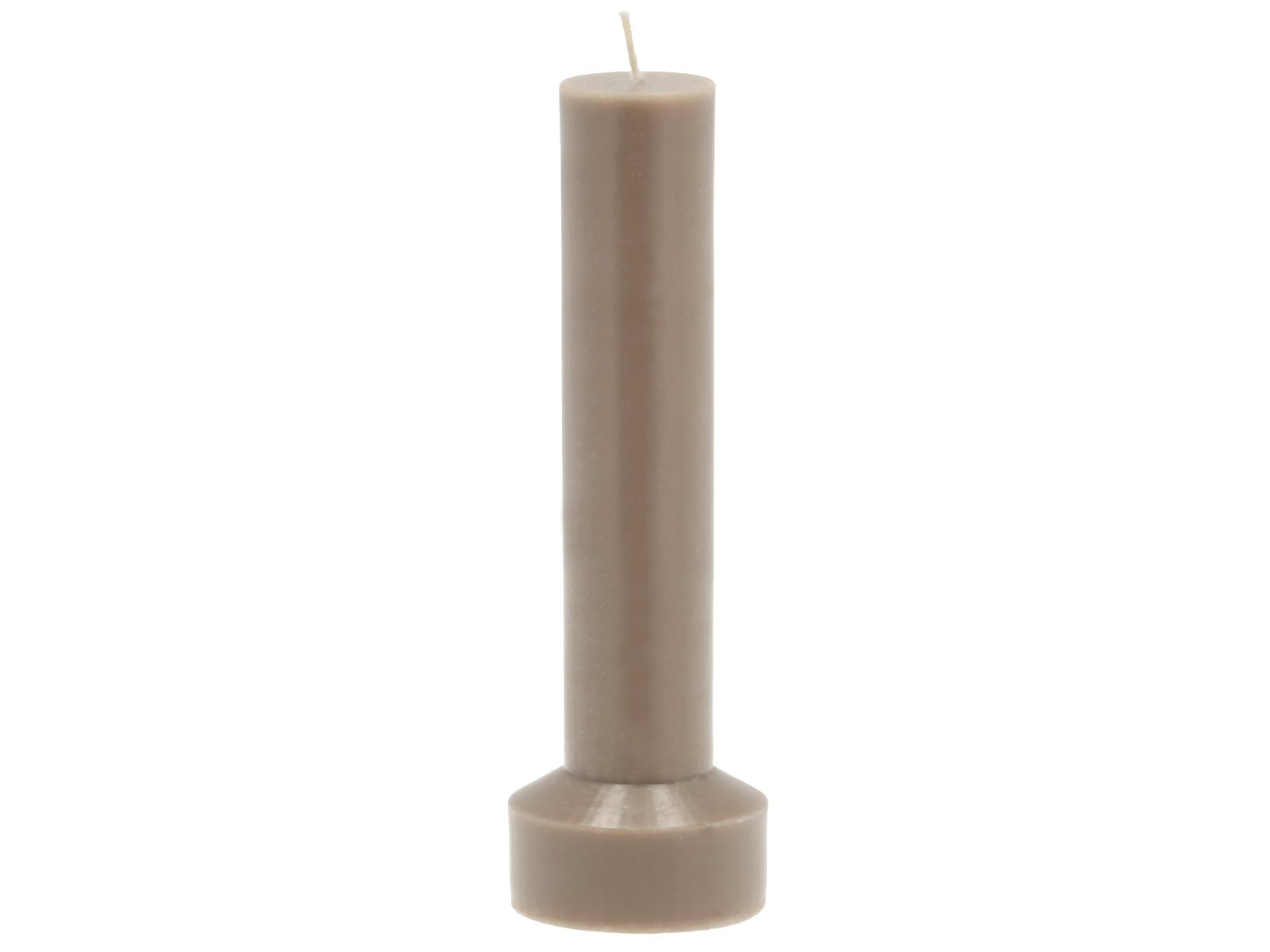 Pillar Candle Hvils D8 X 23 Cm Taupe Paraffin/Stearin