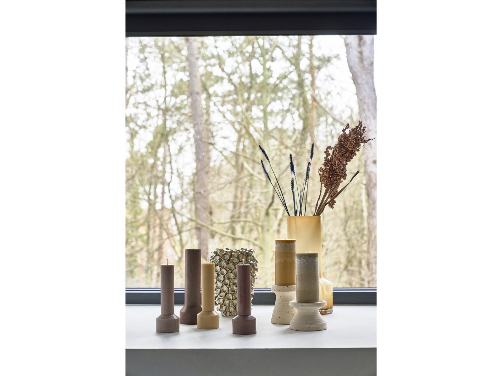 Pillar Candle Hvils D8 X 23 Cm Taupe Paraffin/Stearin - Image 2