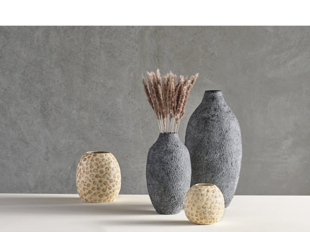 Villa Collection Tana Decorative Vase Ø18.5 × 20 cm in Cream/Nougat (3)