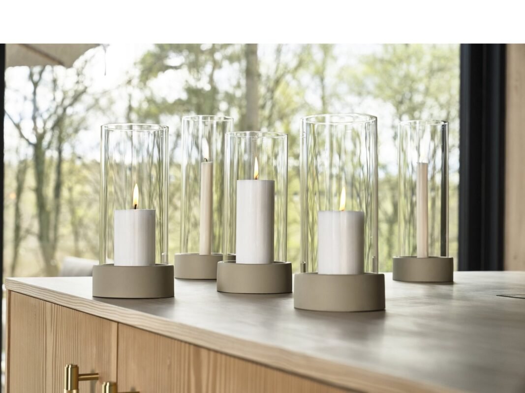 Villa Collection Trae Pillar Candle Ø7.8 × 15 cm in White (3)
